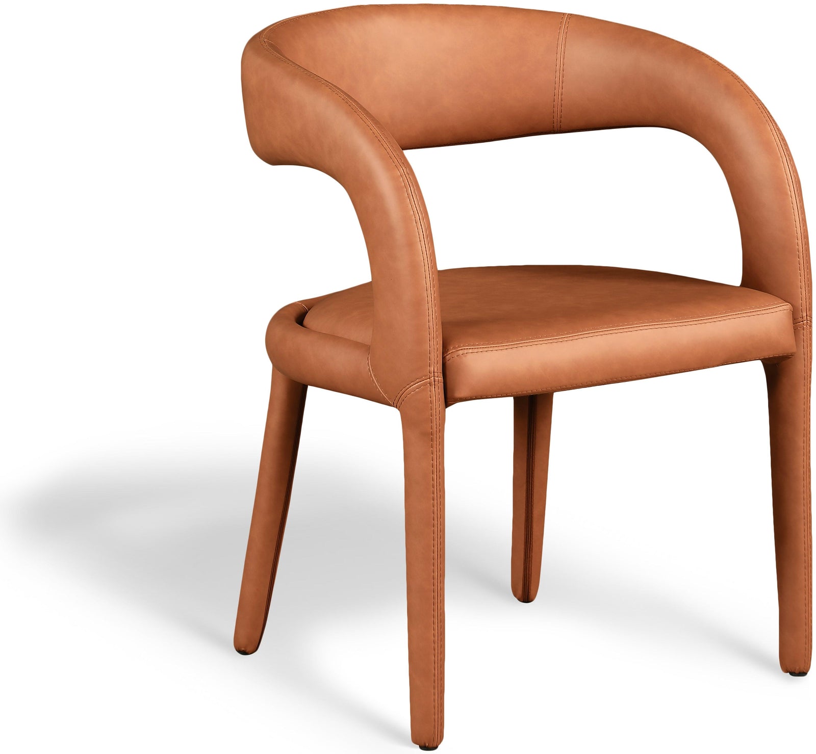 Sylvester Cognac Faux Leather Dining Chair - Ella Furniture