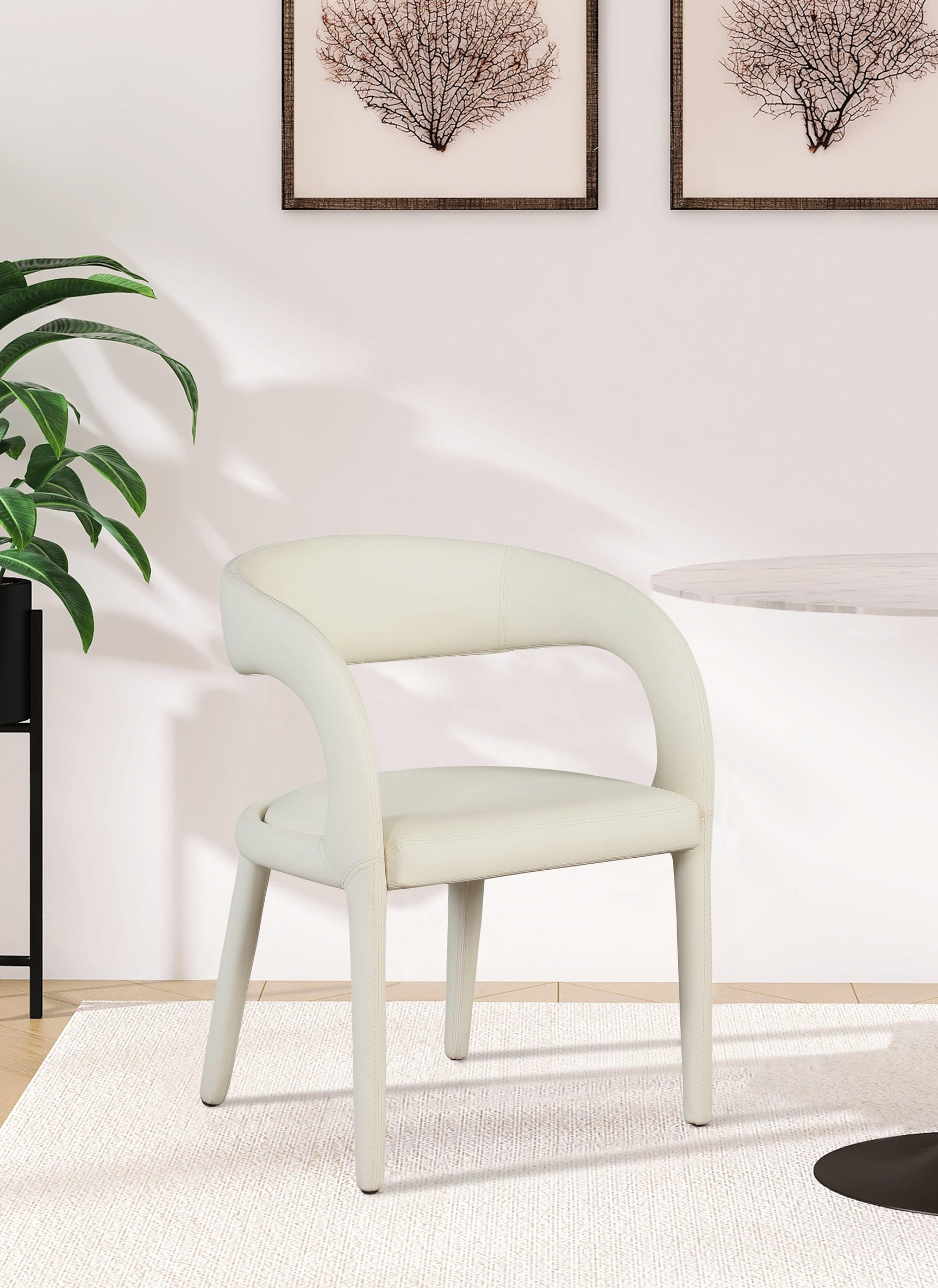 Sylvester Cream Faux Leather Dining Chair - Ella Furniture