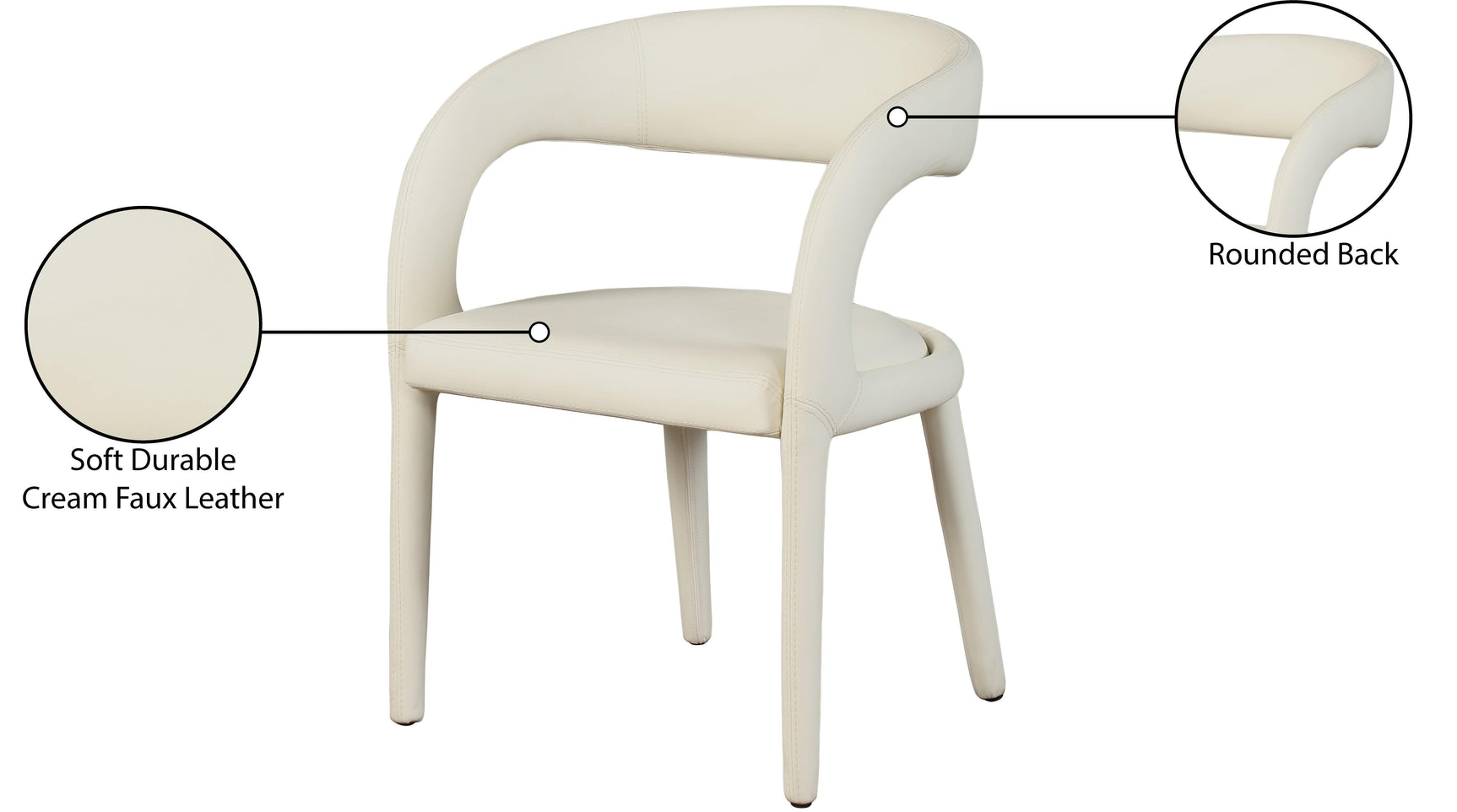 Sylvester Cream Faux Leather Dining Chair - Ella Furniture