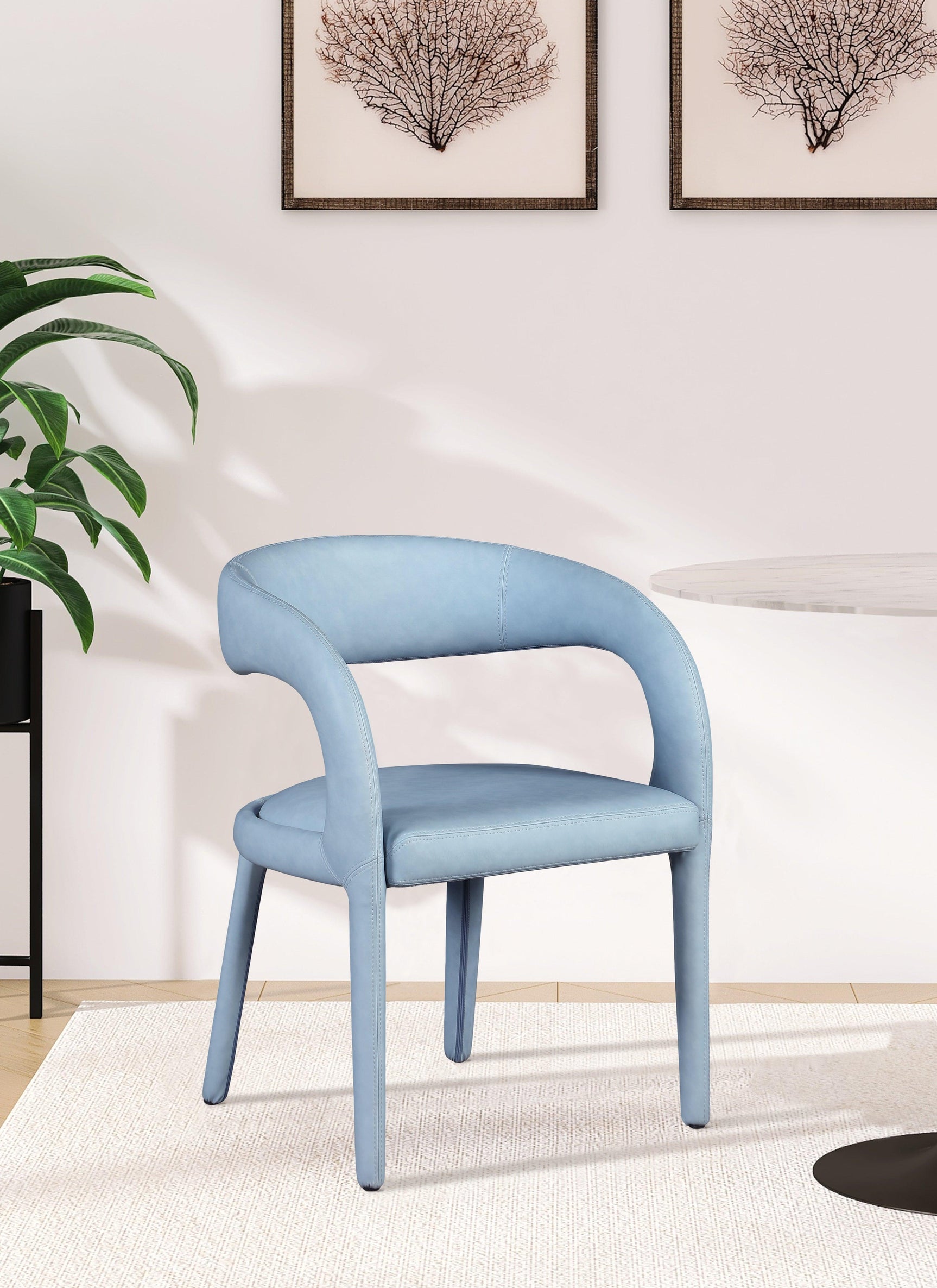 Sylvester Light_blue Faux Leather Dining Chair - Ella Furniture