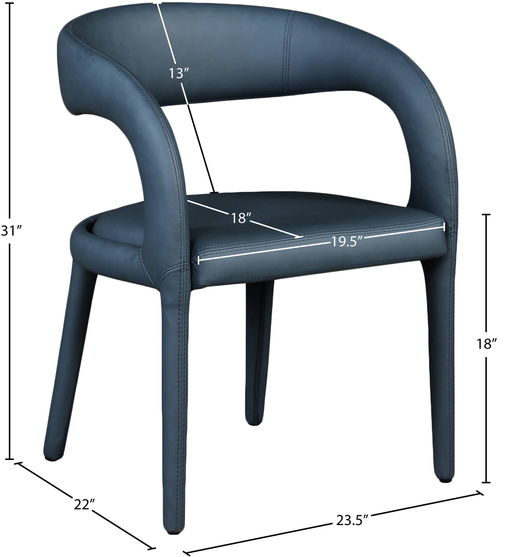 Sylvester Blue Faux Leather Dining Chair - Ella Furniture