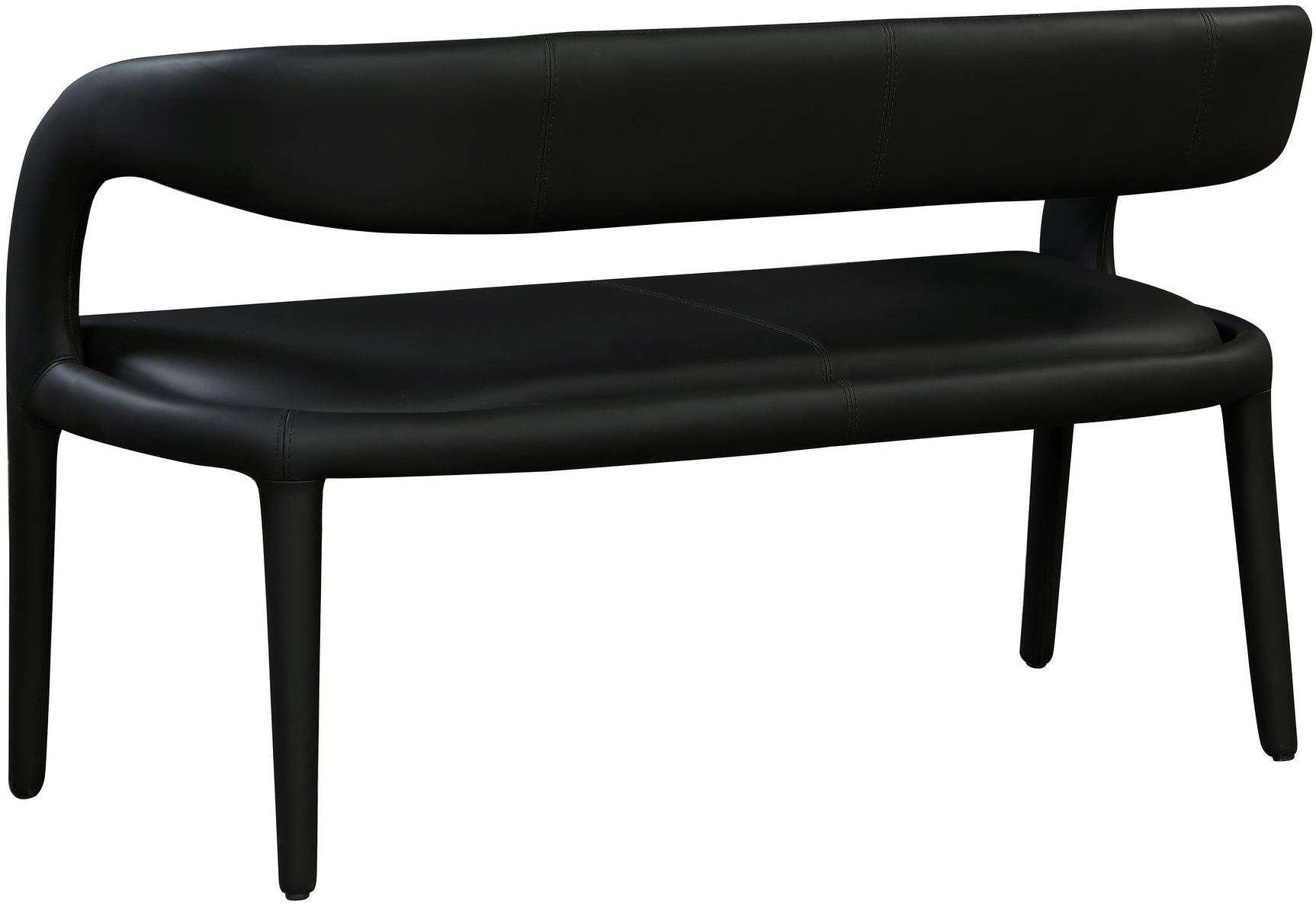 Sylvester Black Faux Leather Bench - Ella Furniture