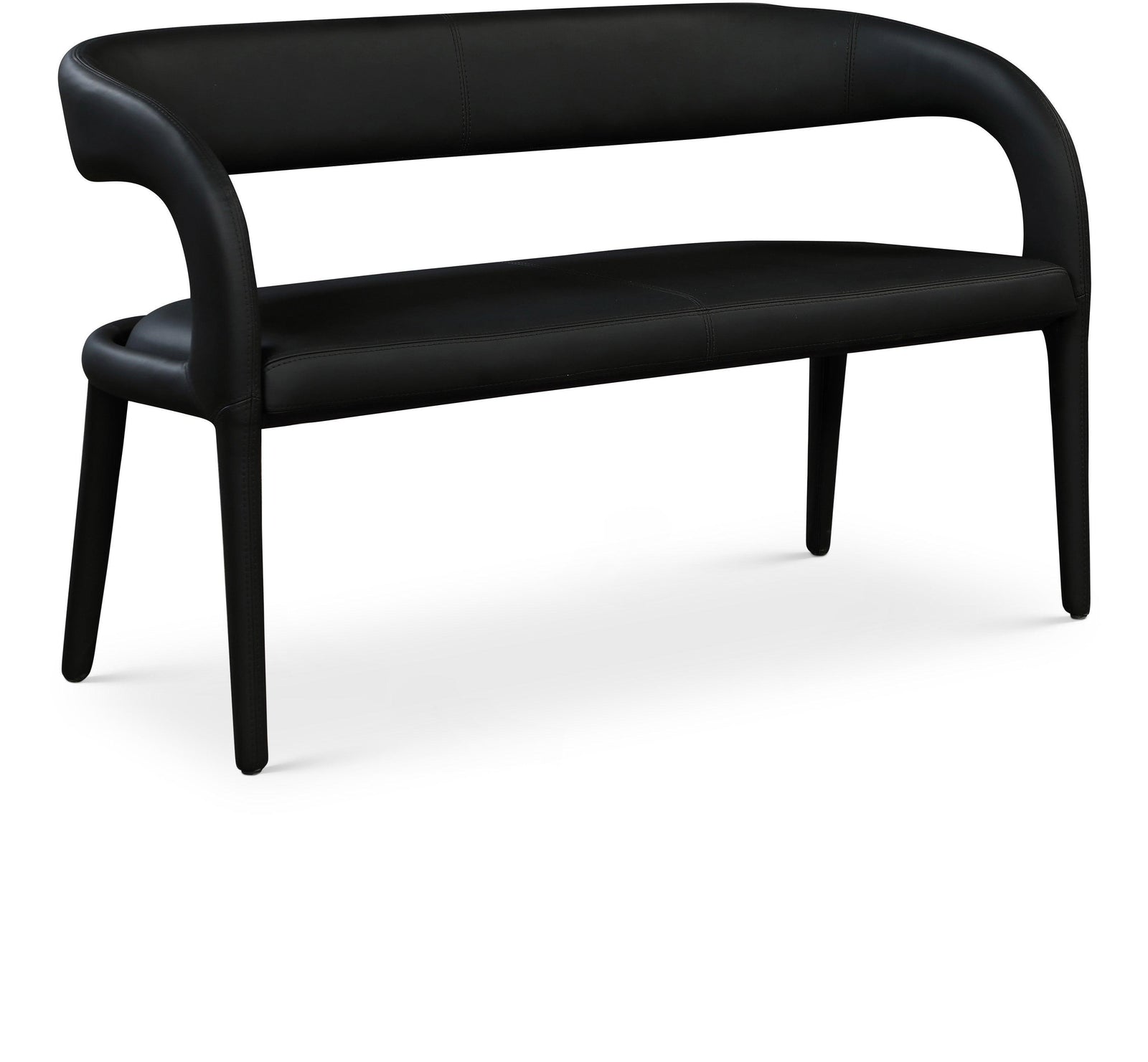 Sylvester Black Faux Leather Bench - Ella Furniture