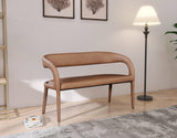 Sylvester Brown Faux Leather Bench - Ella Furniture