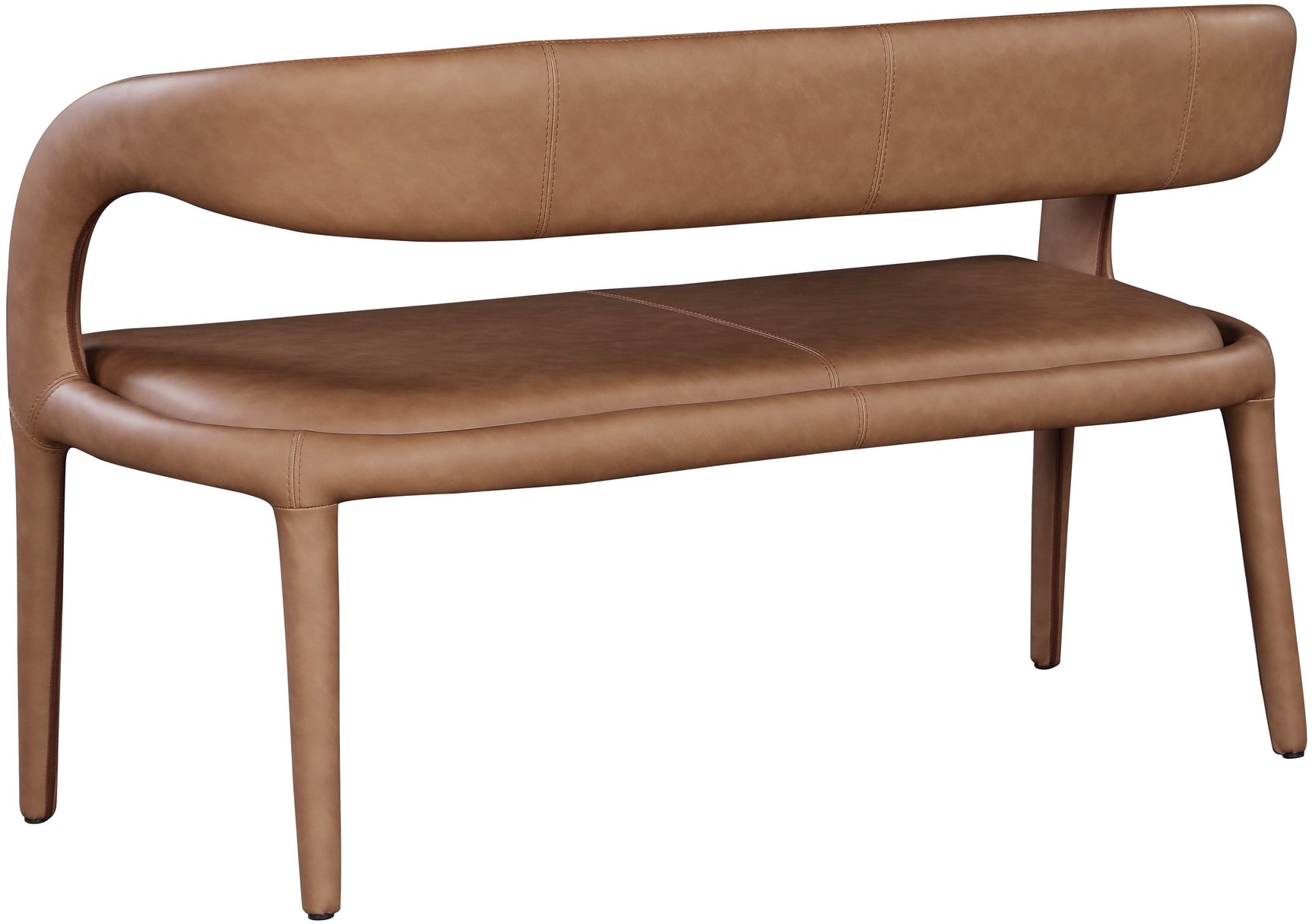 Sylvester Brown Faux Leather Bench - Ella Furniture