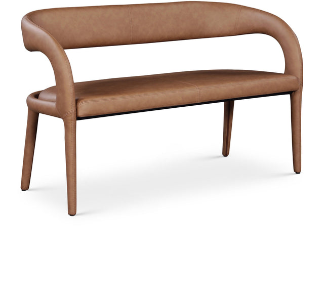 Sylvester Brown Faux Leather Bench - Ella Furniture