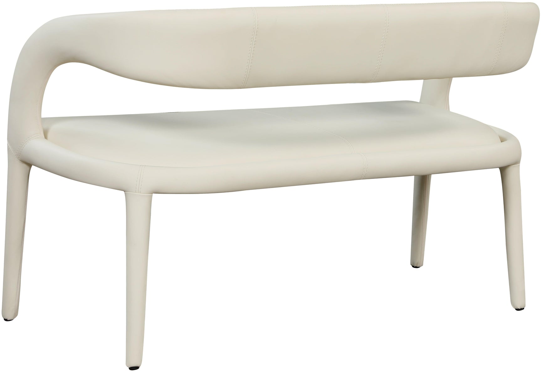 Sylvester Cream Faux Leather Bench - Ella Furniture