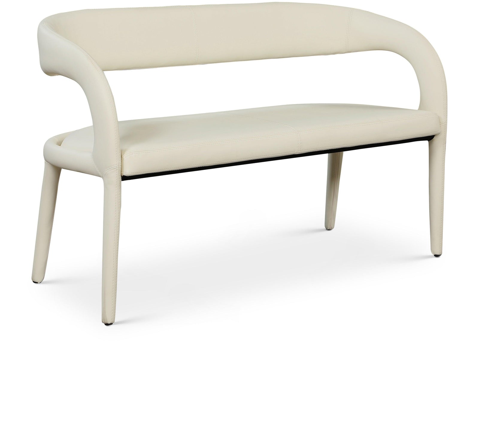 Sylvester Cream Faux Leather Bench - Ella Furniture