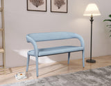 Sylvester Light_blue Faux Leather Bench - Ella Furniture