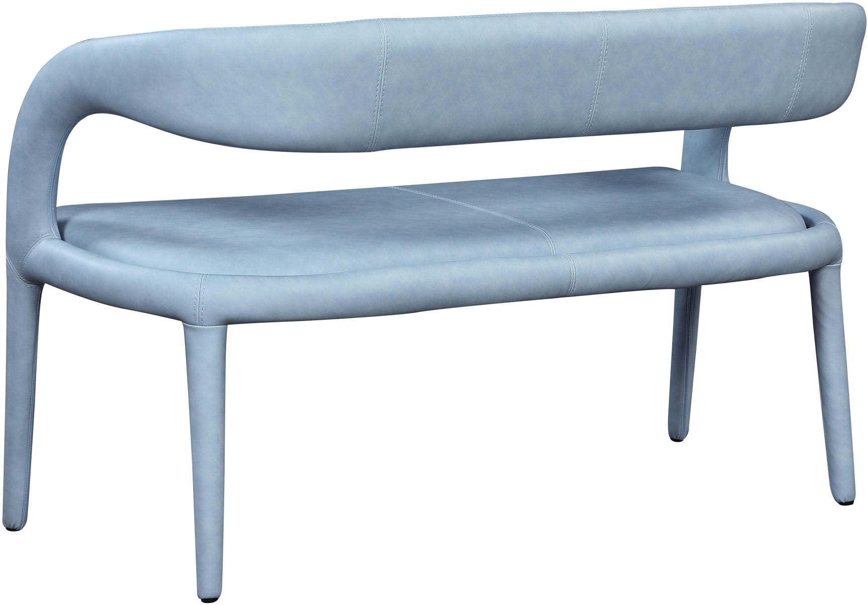 Sylvester Light_blue Faux Leather Bench - Ella Furniture