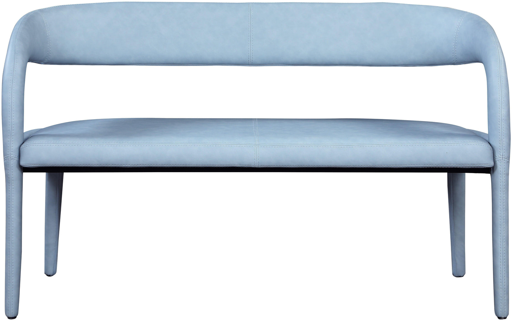 Sylvester Light_blue Faux Leather Bench - Ella Furniture