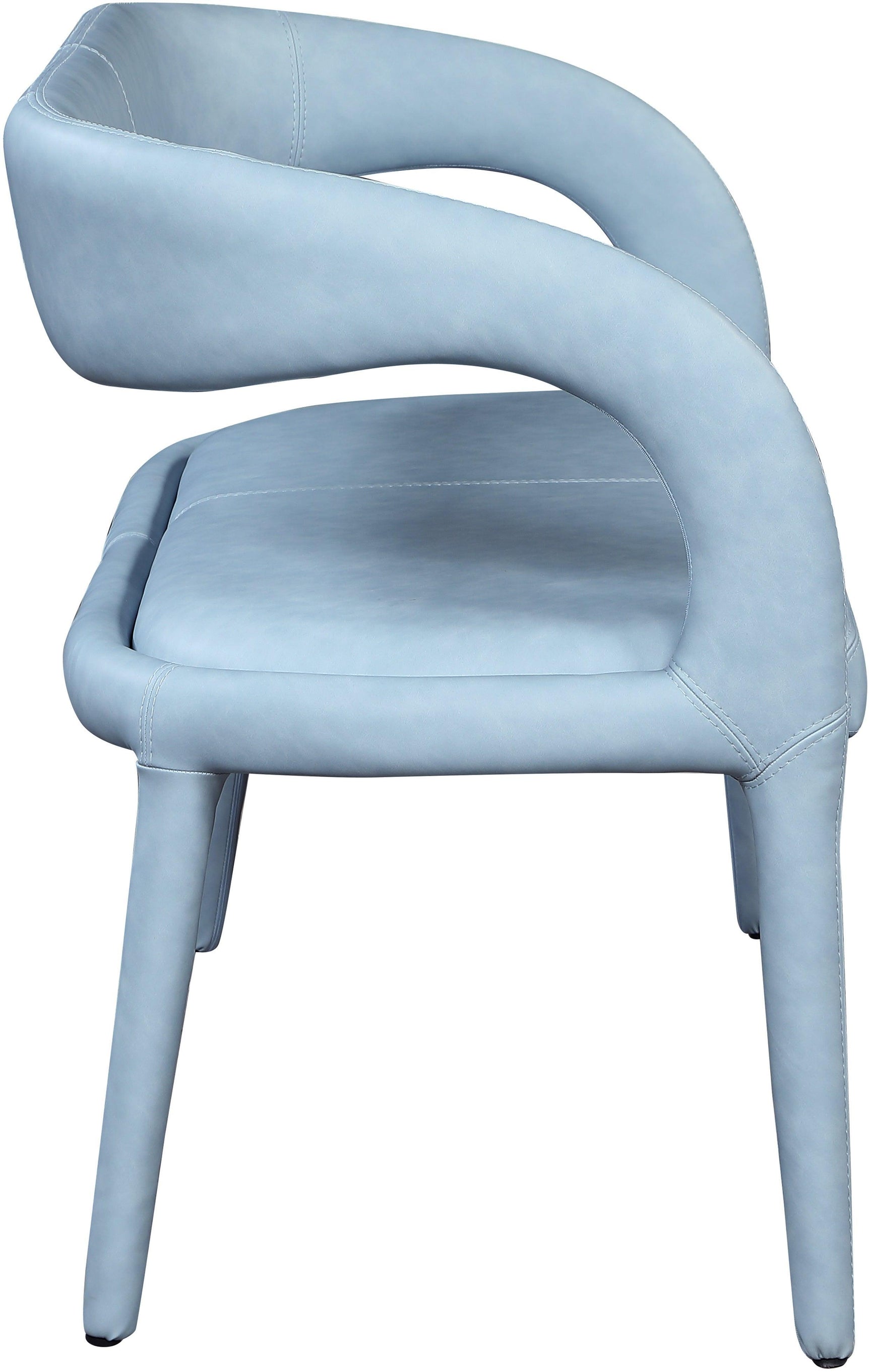 Sylvester Light_blue Faux Leather Bench - Ella Furniture