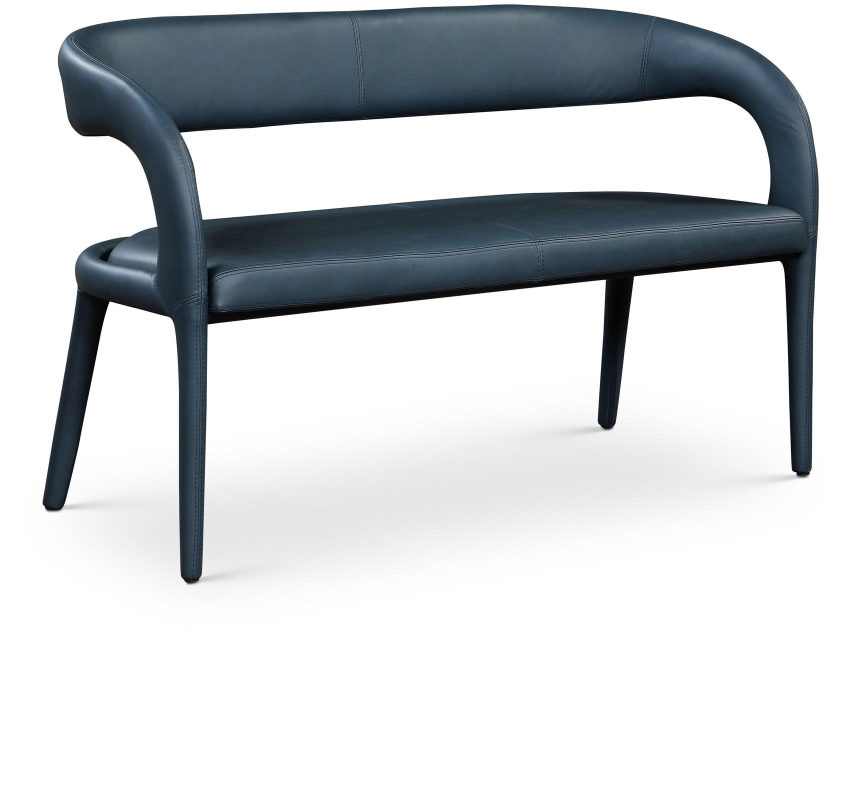 Sylvester Blue Faux Leather Bench - Ella Furniture