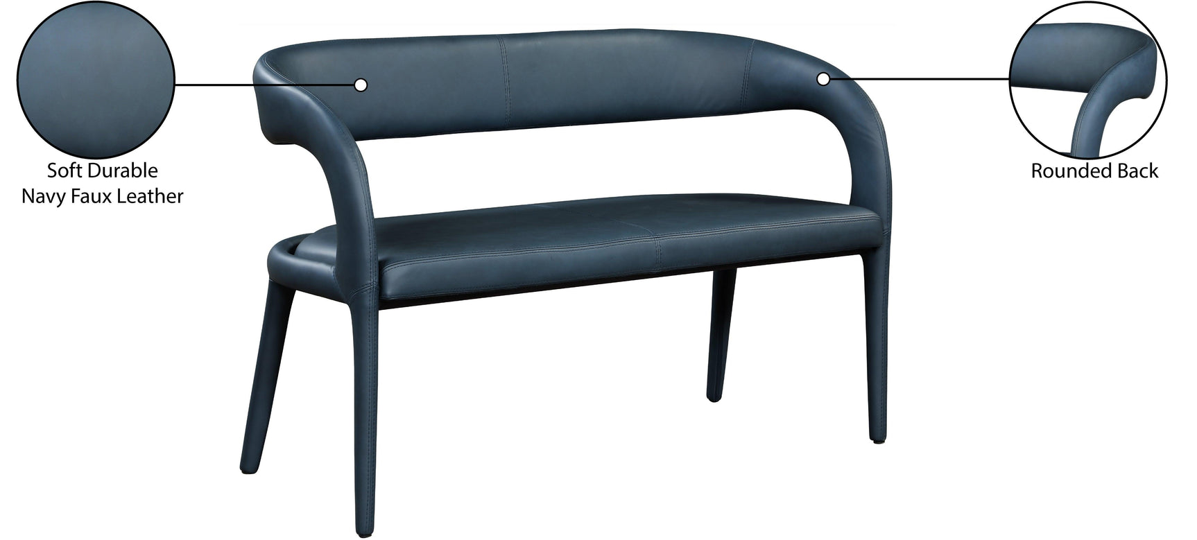 Sylvester Blue Faux Leather Bench - Ella Furniture