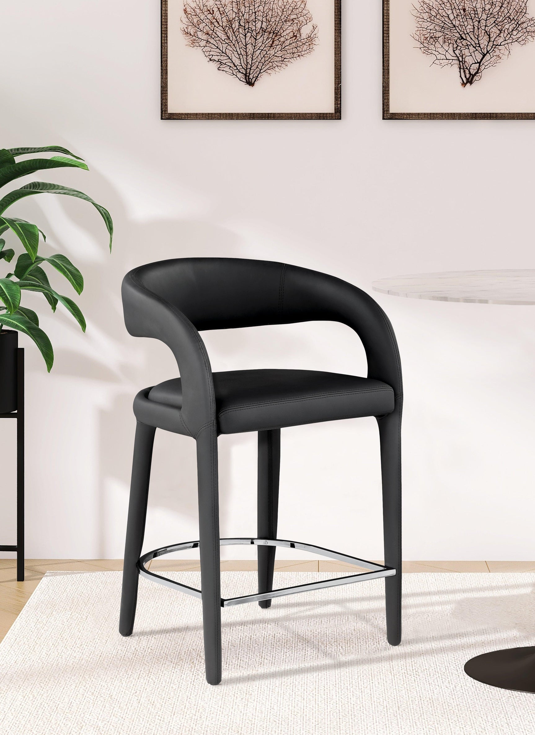 Sylvester Black Faux Leather Counter Stool - Ella Furniture