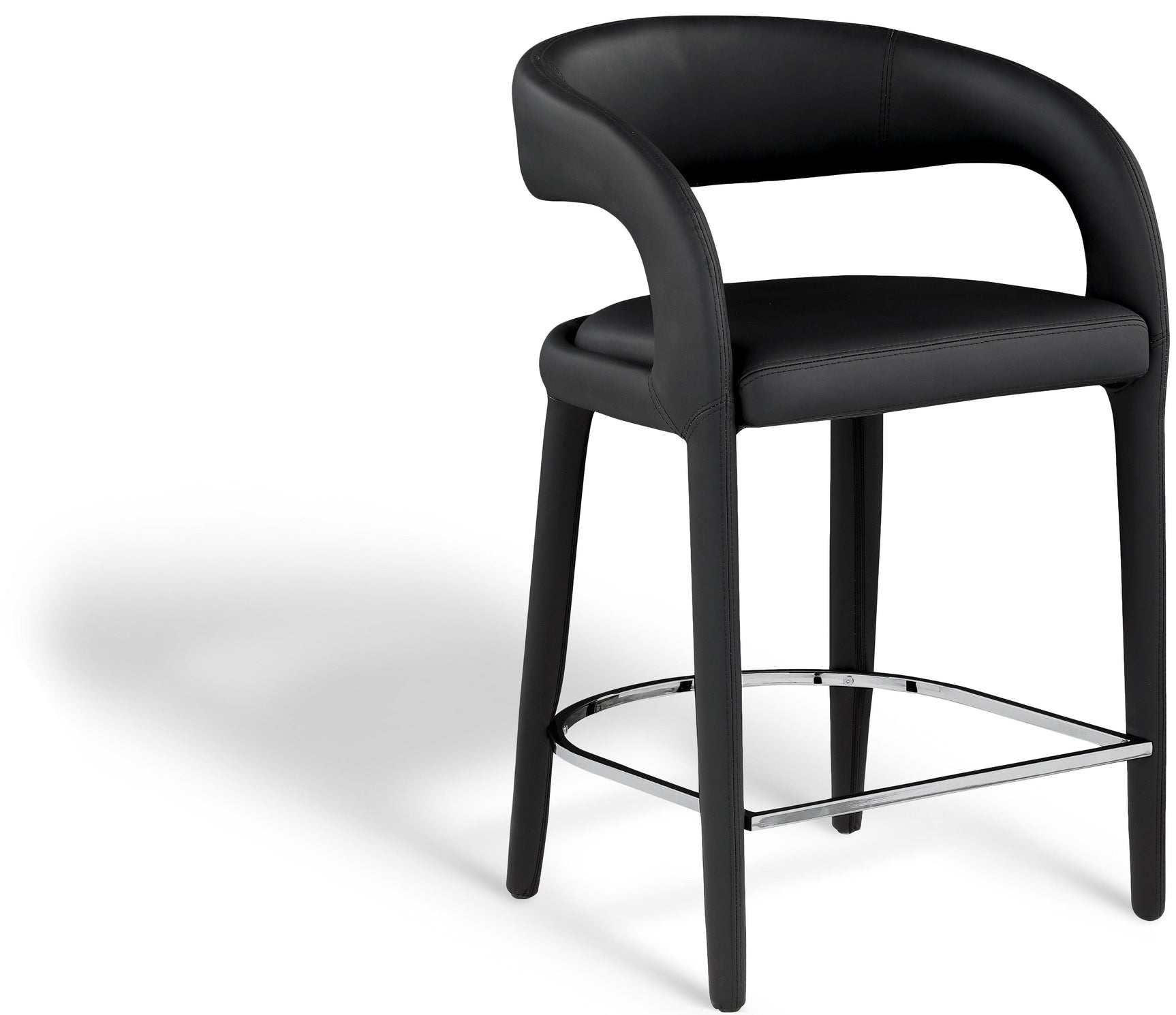 Sylvester Black Faux Leather Counter Stool - Ella Furniture