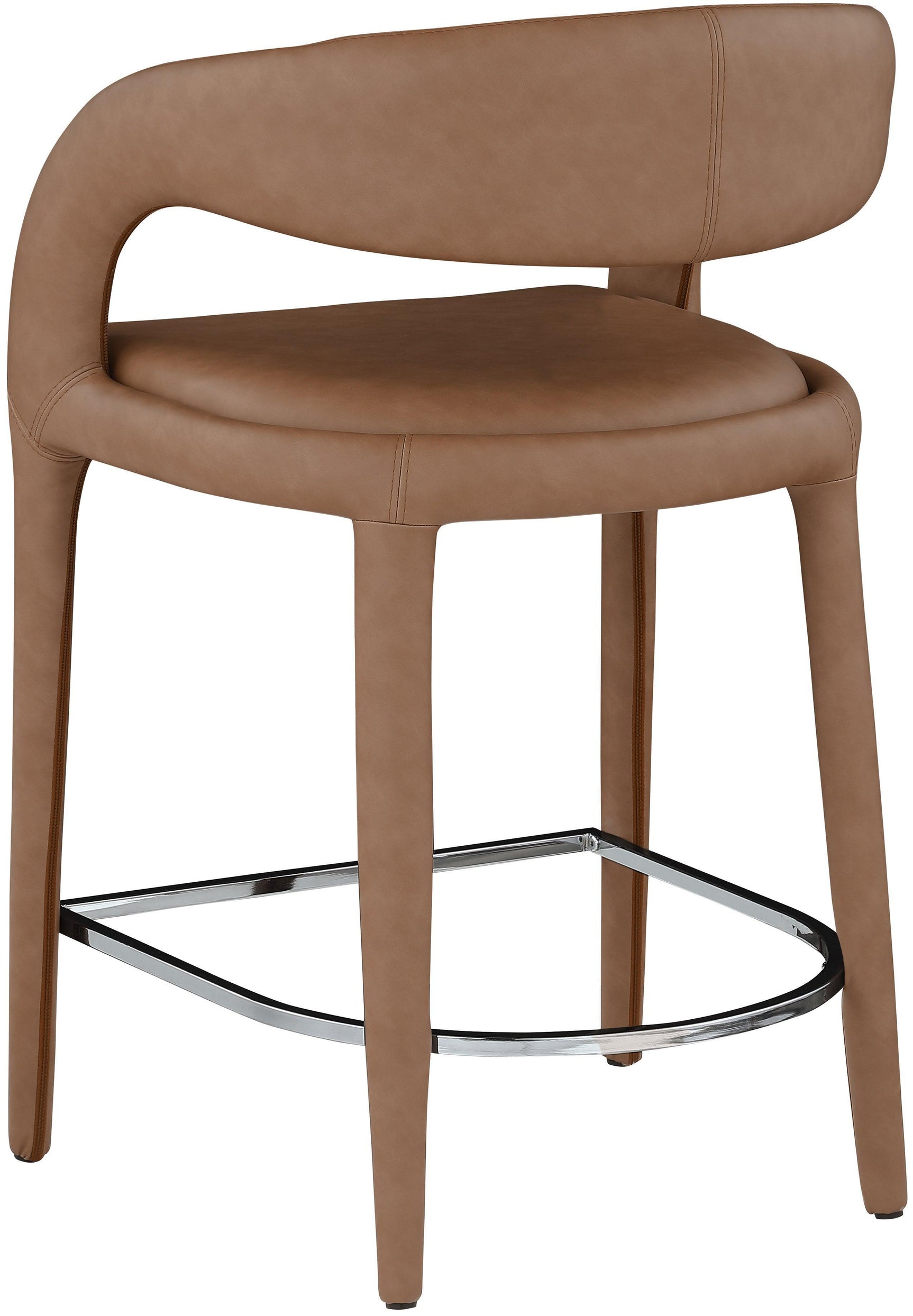 Sylvester Brown Faux Leather Counter Stool - Ella Furniture