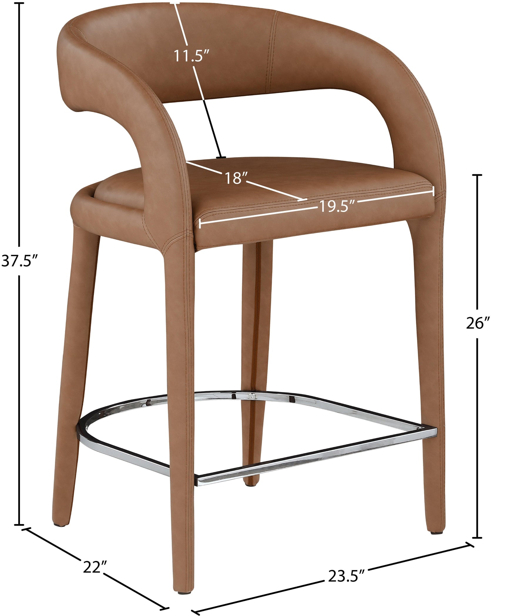 Sylvester Brown Faux Leather Counter Stool - Ella Furniture