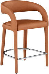 Sylvester Cognac Faux Leather Counter Stool - Ella Furniture