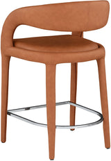 Sylvester Cognac Faux Leather Counter Stool - Ella Furniture