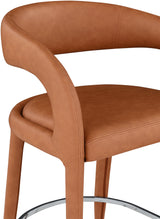 Sylvester Cognac Faux Leather Counter Stool - Ella Furniture