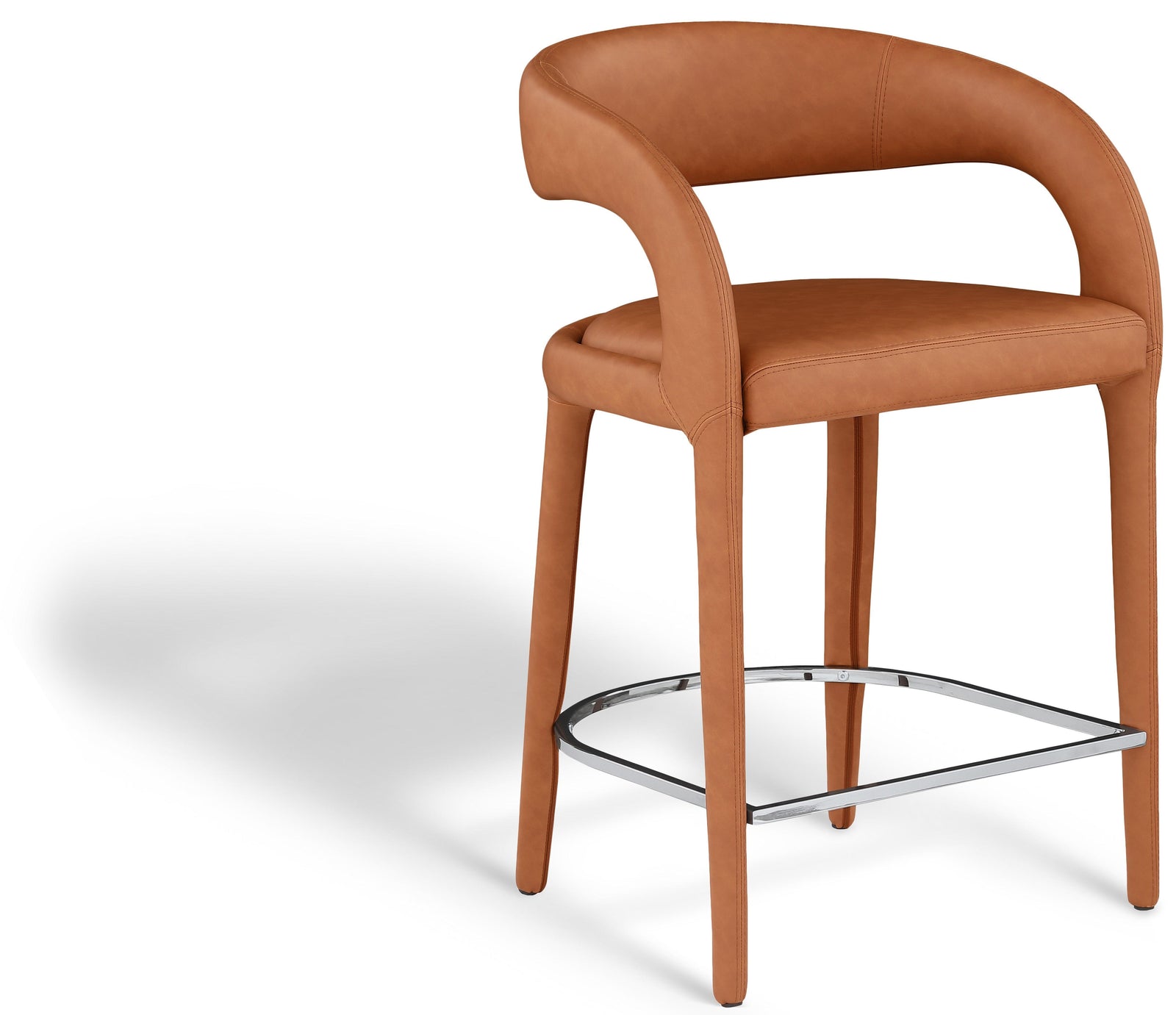 Sylvester Cognac Faux Leather Counter Stool - Ella Furniture