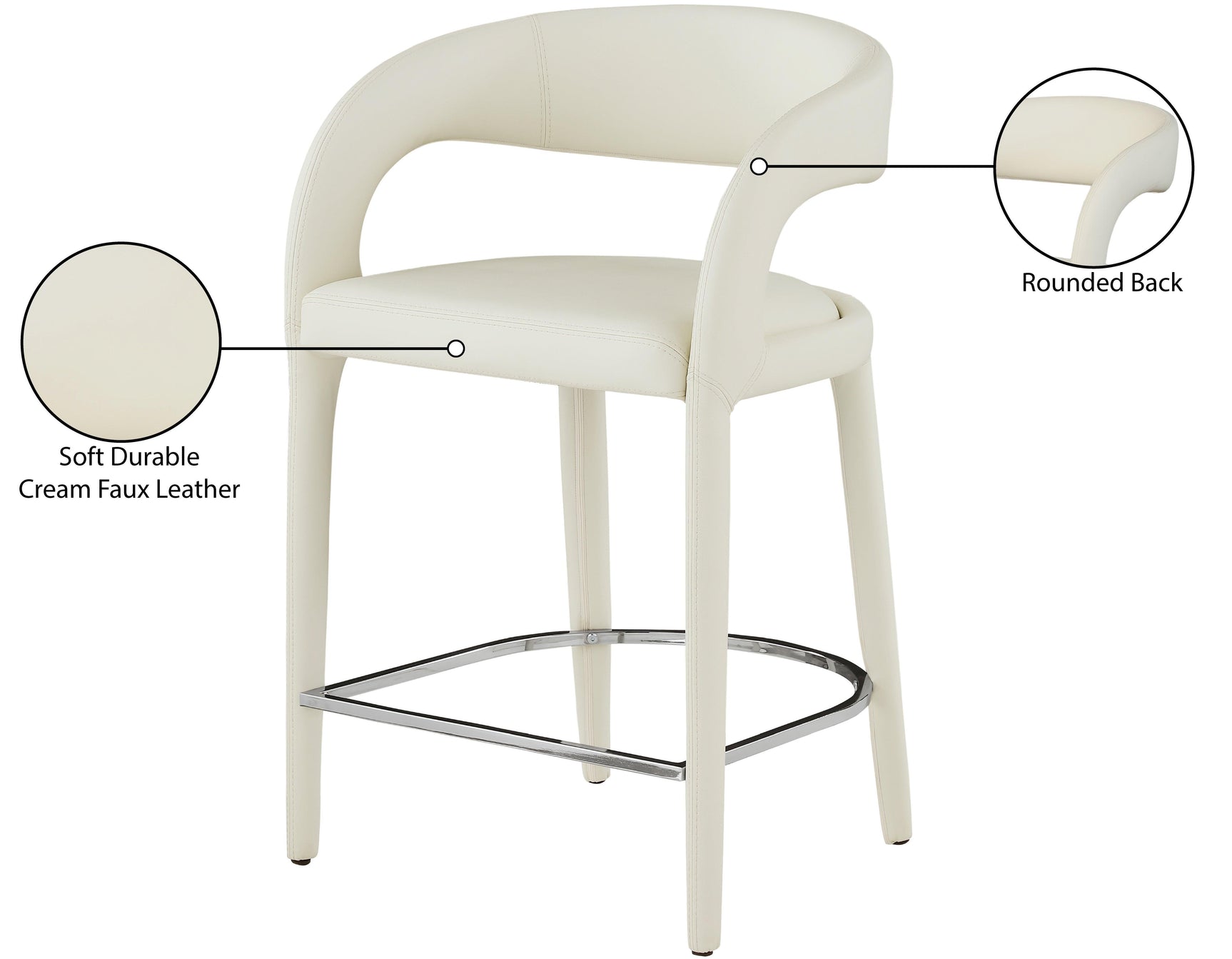 Sylvester Cream Faux Leather Counter Stool - Ella Furniture