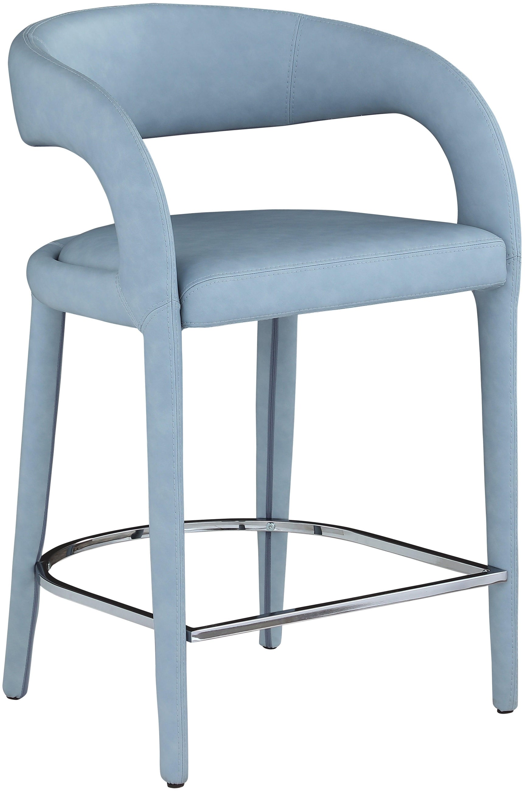 Sylvester Light_blue Faux Leather Counter Stool - Ella Furniture