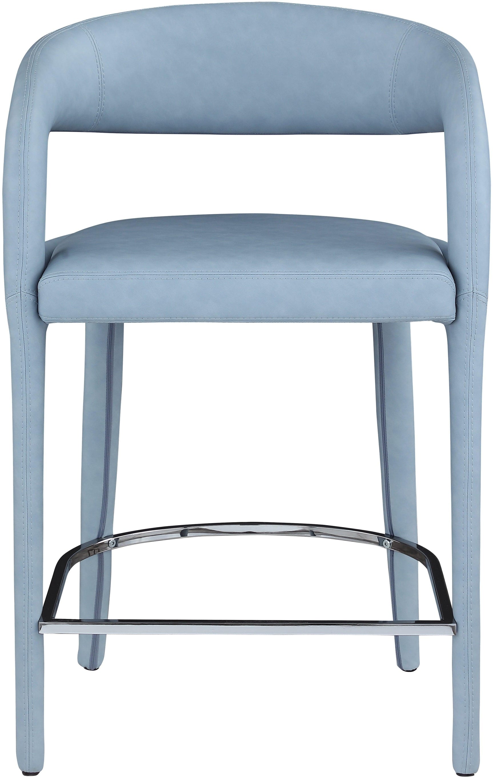 Sylvester Light_blue Faux Leather Counter Stool - Ella Furniture