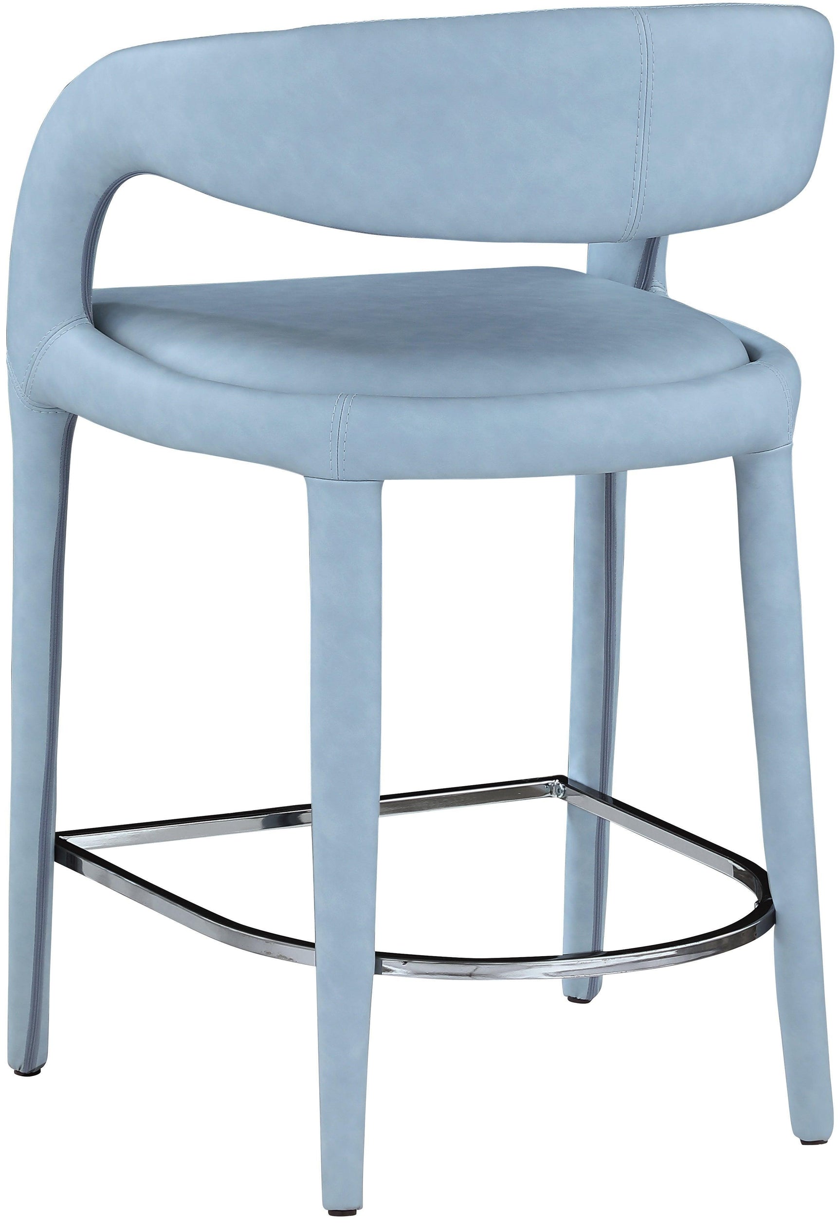 Sylvester Light_blue Faux Leather Counter Stool - Ella Furniture