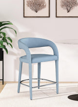 Sylvester Light_blue Faux Leather Counter Stool - Ella Furniture