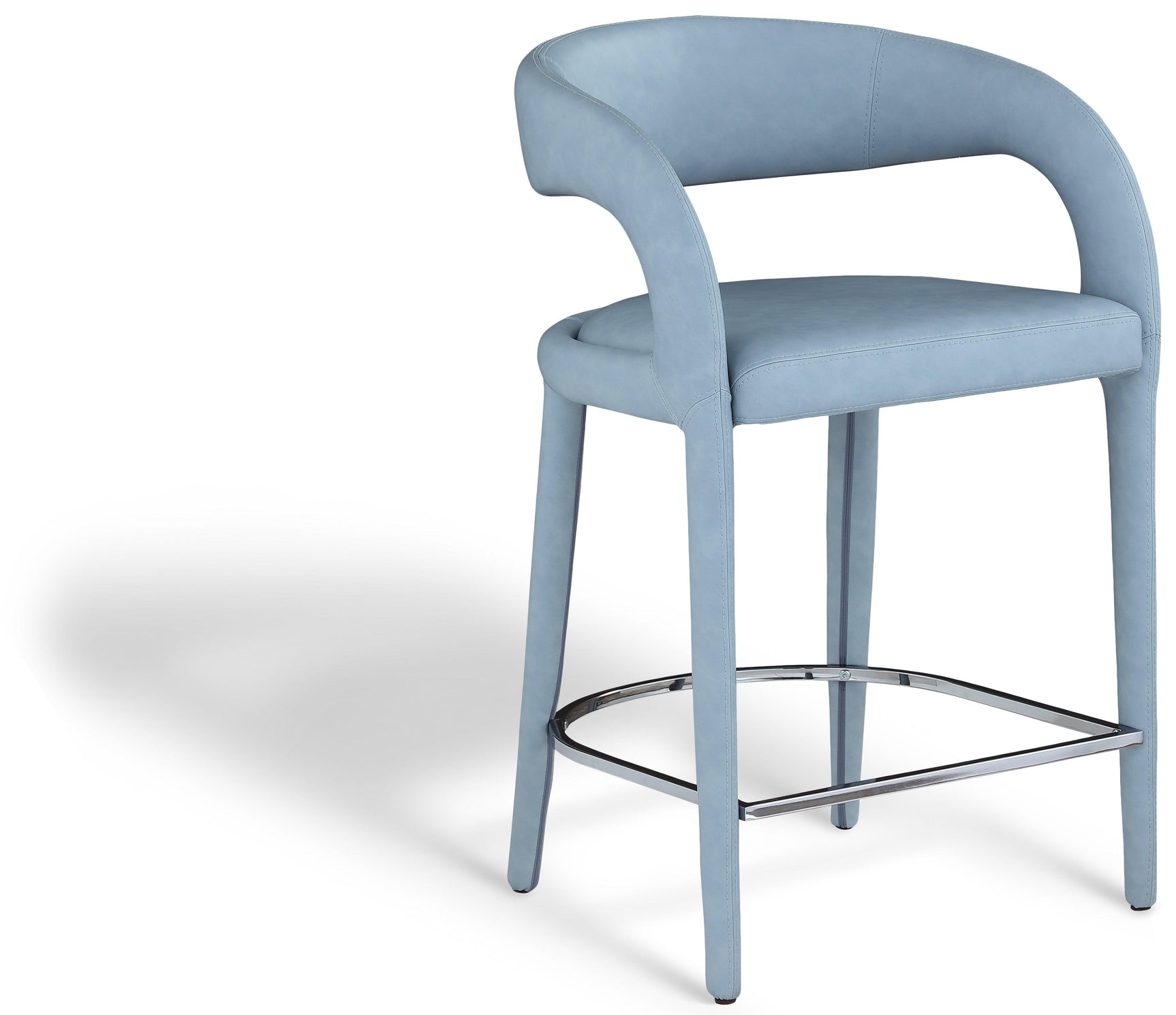 Sylvester Light_blue Faux Leather Counter Stool - Ella Furniture