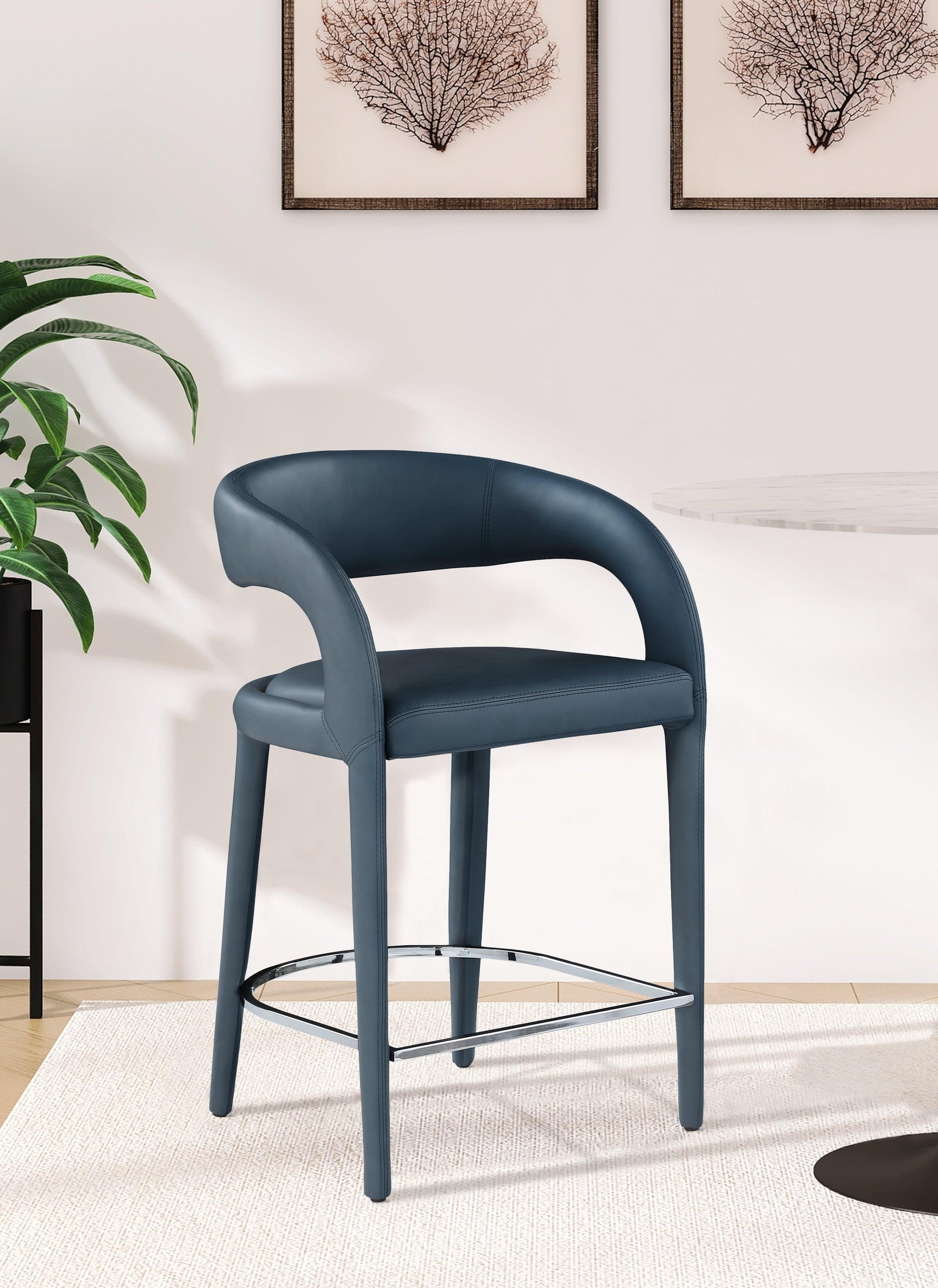 Sylvester Blue Faux Leather Counter Stool - Ella Furniture