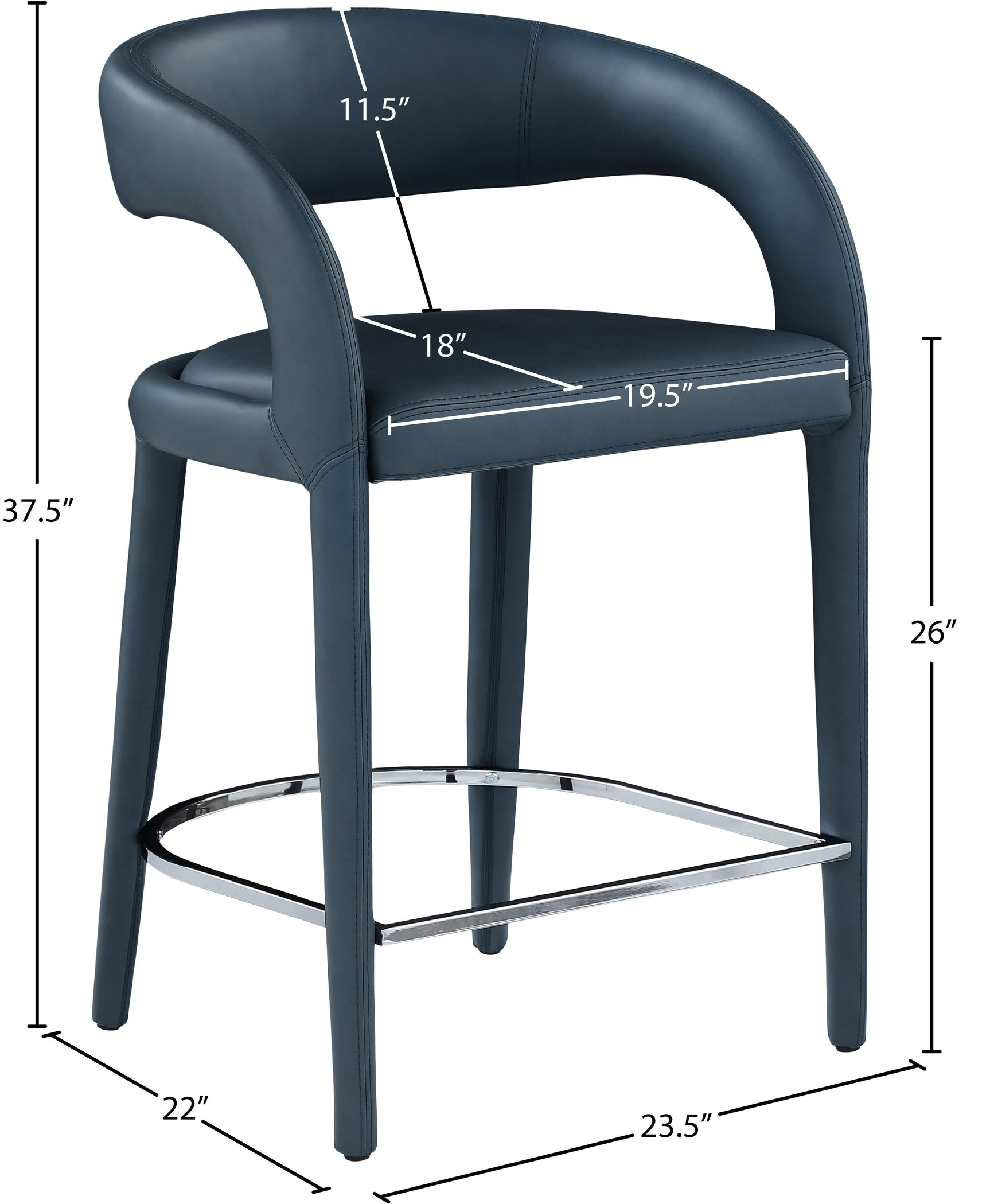 Sylvester Blue Faux Leather Counter Stool - Ella Furniture