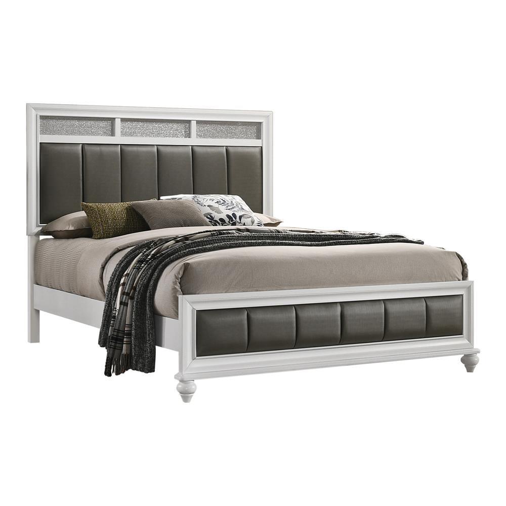 Barzini Eastern King Upholstered Panel Bed White - Ella Furniture