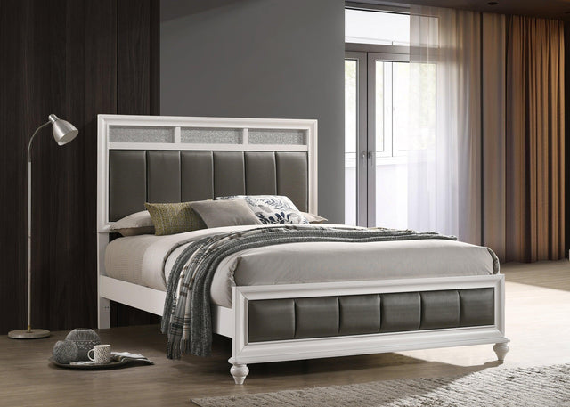 Barzini Queen Upholstered Panel Bed White - Ella Furniture