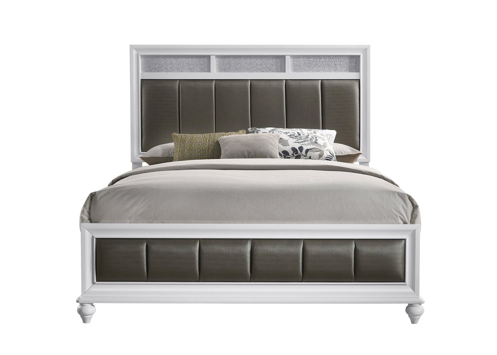 Barzini Queen Upholstered Panel Bed White - Ella Furniture