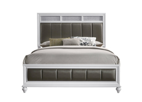 Barzini Queen Upholstered Panel Bed White - Ella Furniture