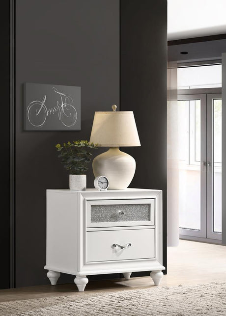 Barzini 2-Drawer Nightstand White - Ella Furniture