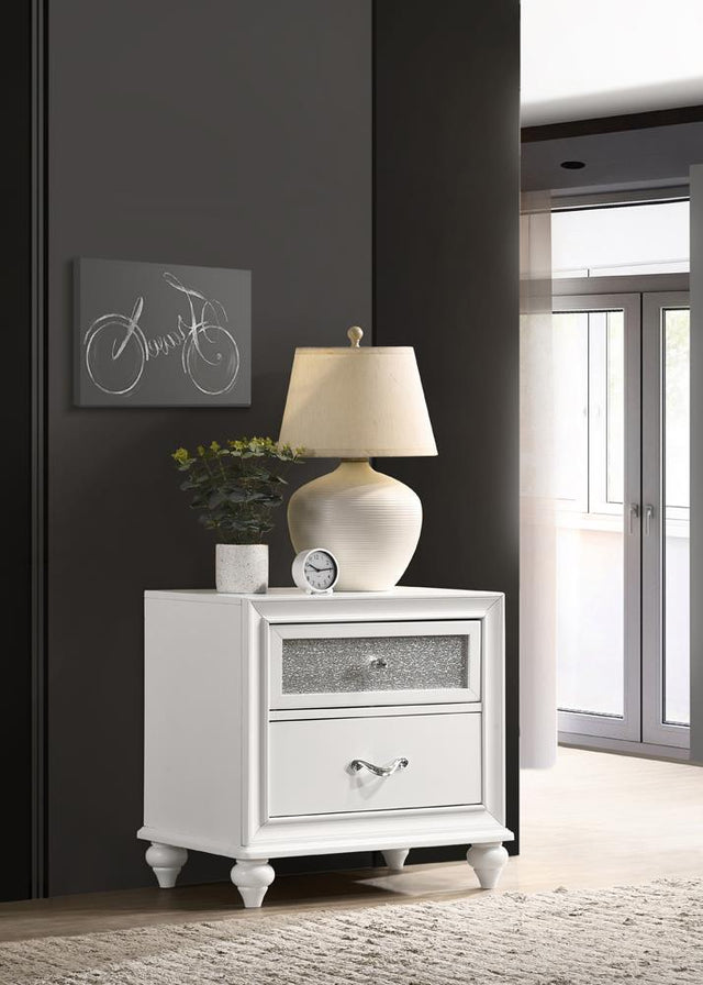 Barzini 2-Drawer Nightstand White - Ella Furniture