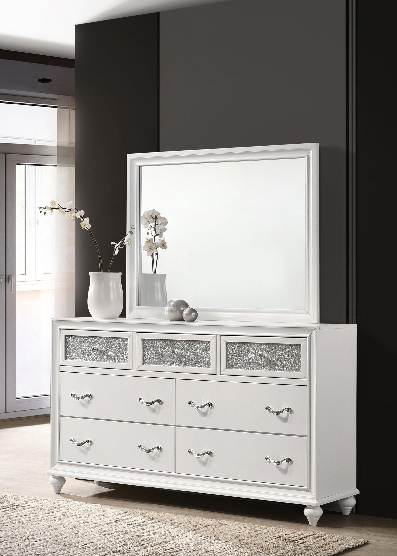 Barzini Rectangle Dresser Mirror White - Ella Furniture