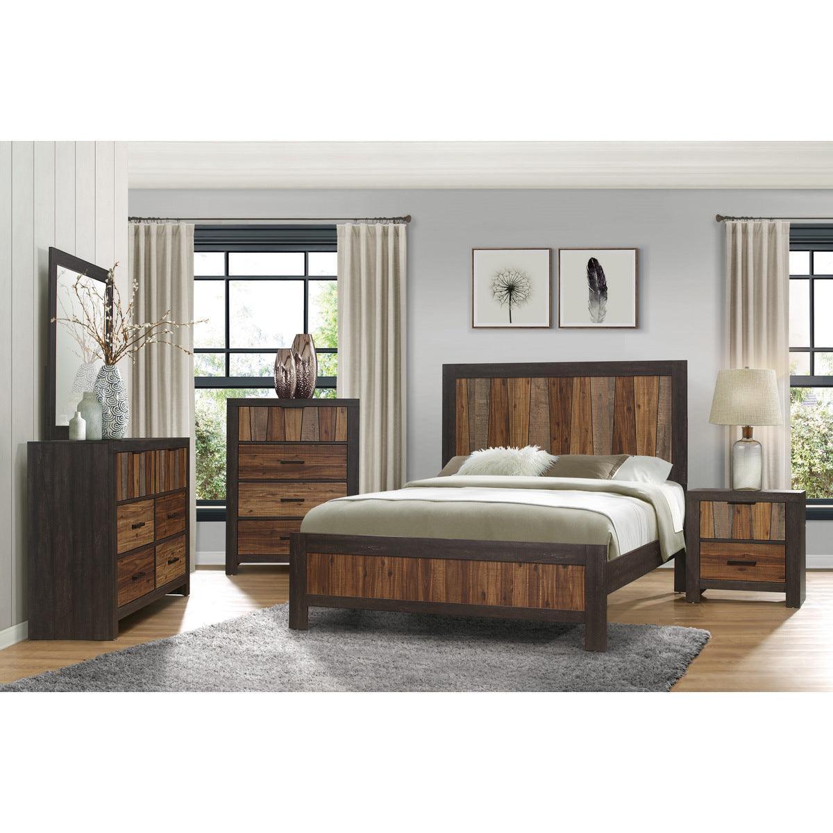 Cooper Multi-Tone Wire Brushed Faux-Wood Veneer, Wood And Engineered Wood Full Bed - Ella Furniture