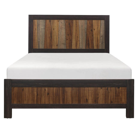 Cooper Multi-tone Wire Brushed Embossed Faux-wood Veneer, Wood And Engineered Wood Queen Panel Bed - Ella Furniture
