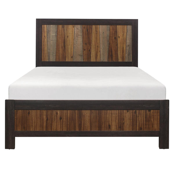 Cooper Multi-tone Wire Brushed Embossed Faux-wood Veneer, Wood And Engineered Wood Queen Panel Bed - Ella Furniture