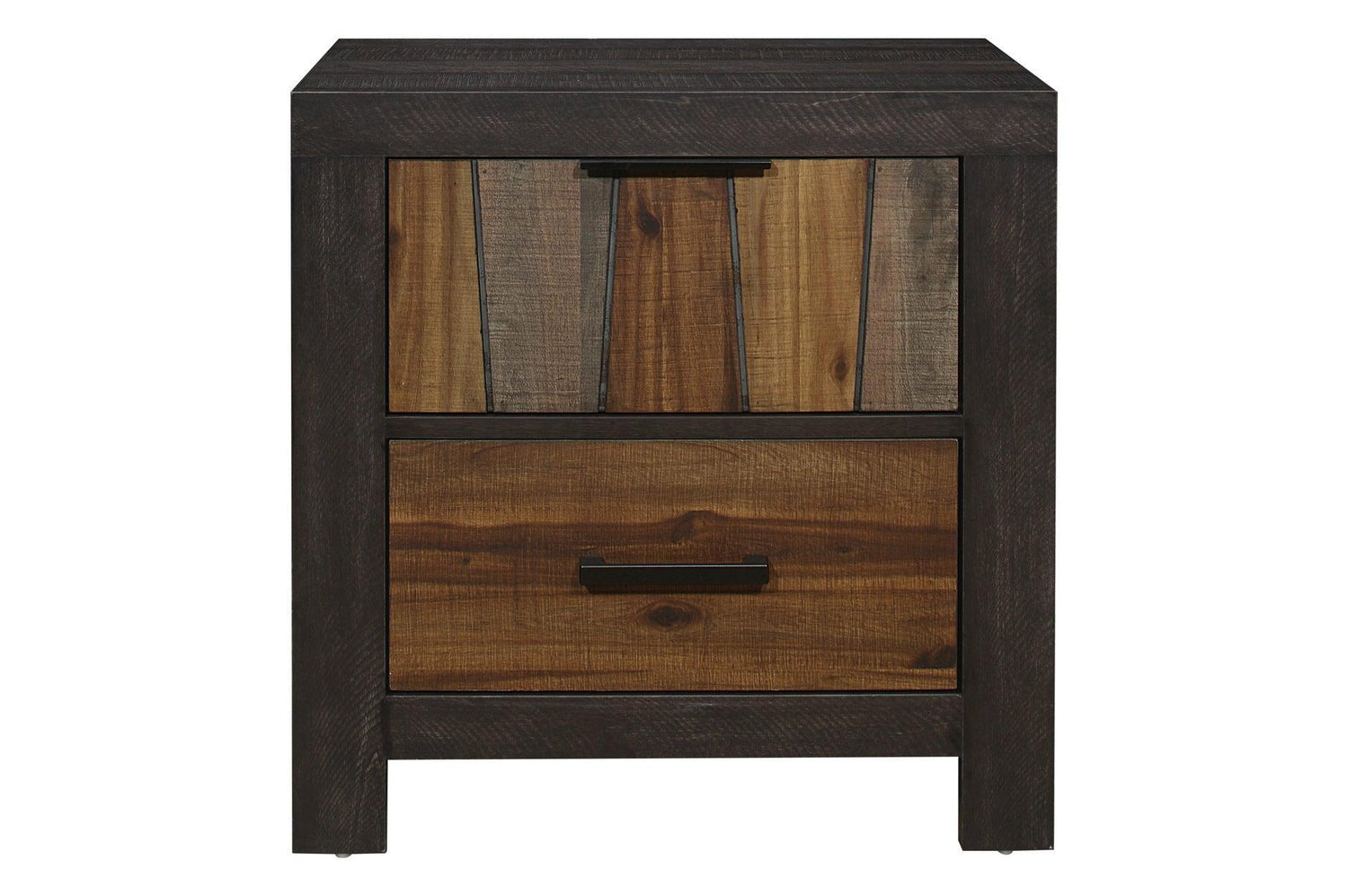 Cooper Dark Ebony And Rustic Mahogany Faux-wood Veneer Modern Industrial Panel Bedroom Set - Ella Furniture