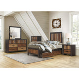 Cooper Multi-tone Wire Brushed Embossed Faux-wood Veneer, Wood And Engineered Wood Twin Bed - Ella Furniture