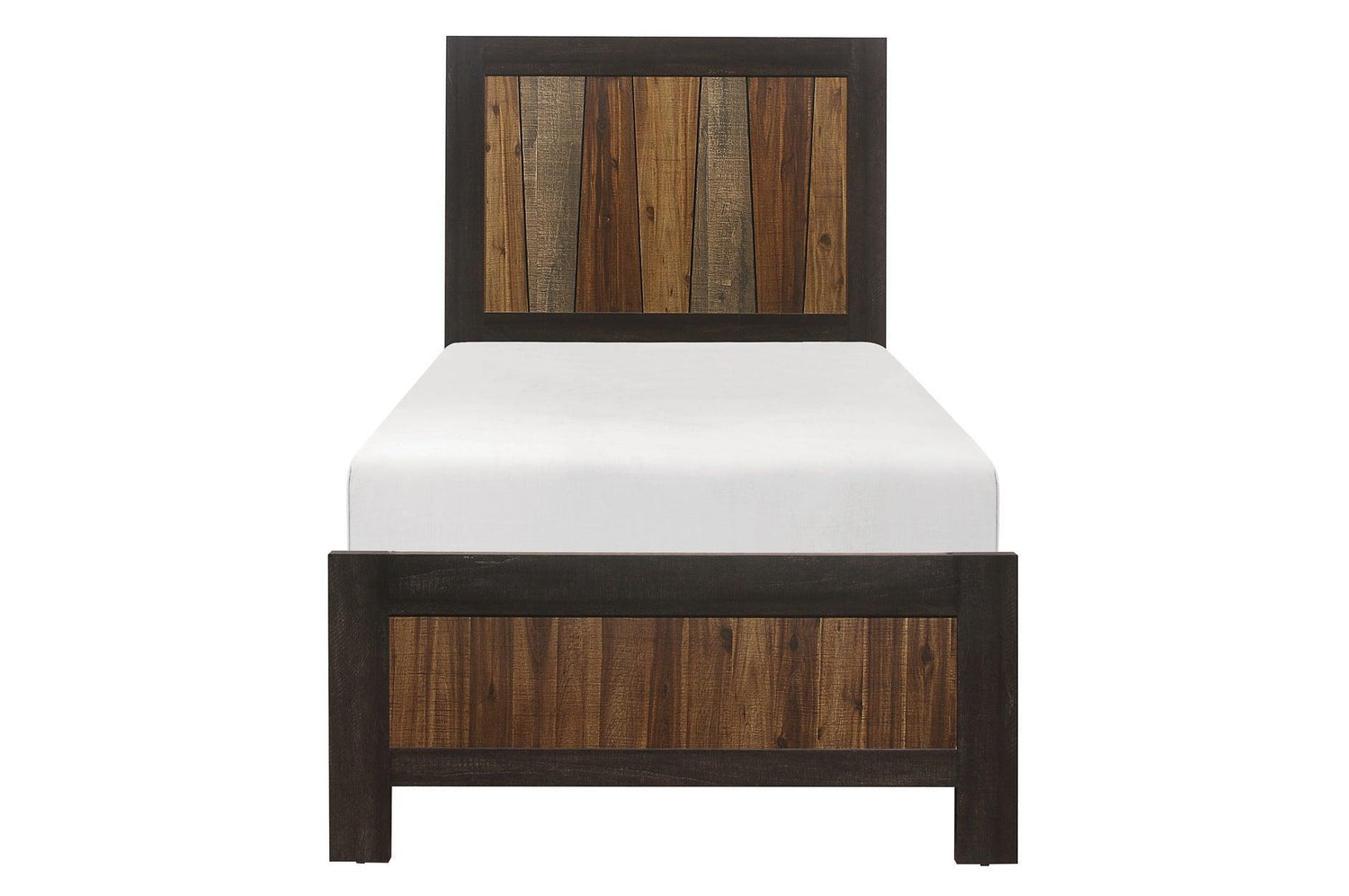 Cooper Dark Ebony And Rustic Mahogany Modern Industrial Faux-wood Veneer Youth Panel Bedroom Set - Ella Furniture