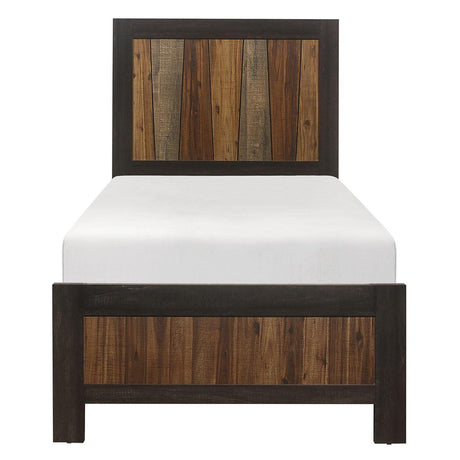 Cooper Multi-tone Wire Brushed Embossed Faux-wood Veneer, Wood And Engineered Wood Twin Bed - Ella Furniture