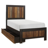 Cooper Multi-tone Wire Brushed Embossed Faux-wood Veneer, Wood And Engineered Wood Twin Bed - Ella Furniture