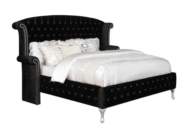 Deanna Eastern King Tufted Upholstered Bed Black - Ella Furniture